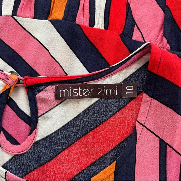 Mister Zimi Shift Mini Dress Multicoloured Stripes Ruffle Boho Hippie Size S 10 - Picture 4 of 9